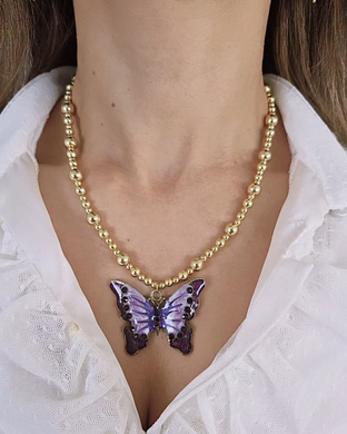 Collar mariposa morada
