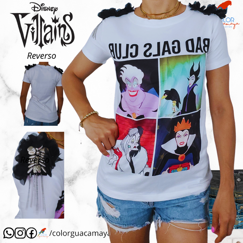 Blusa camiseta 4 villanas hombreras aplicación