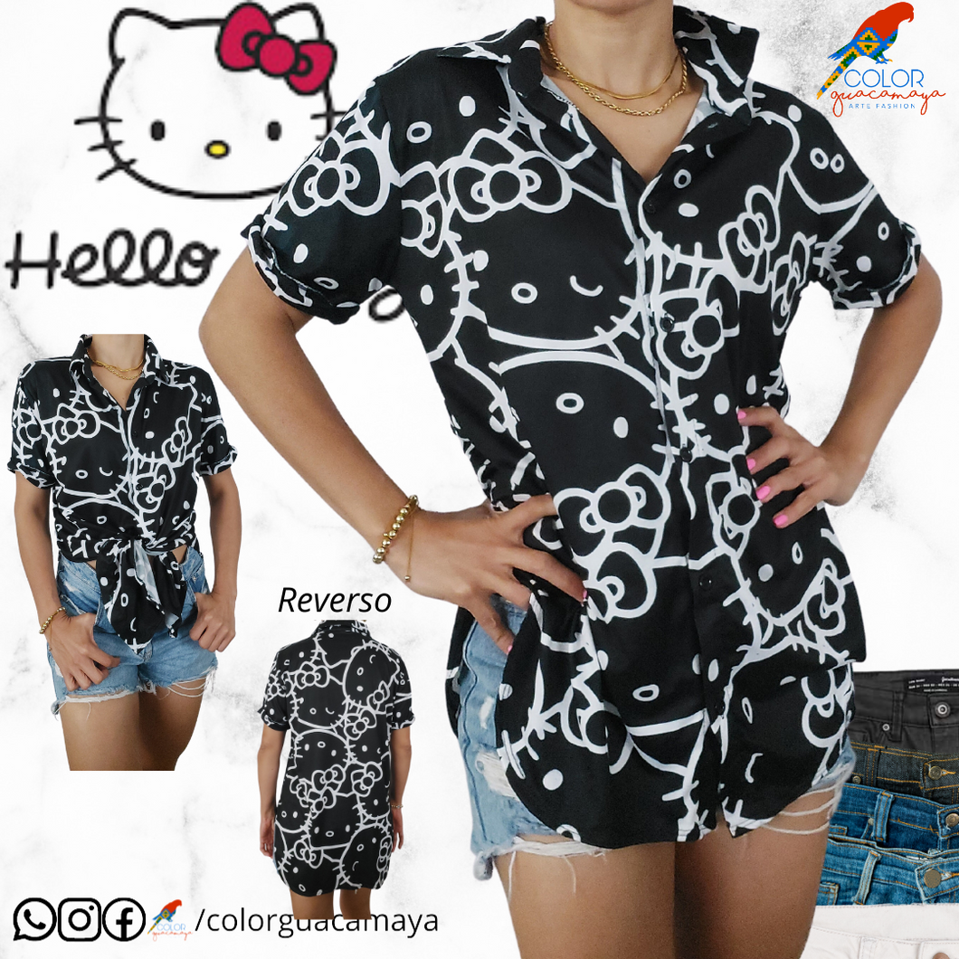 Blusa Kitty negra silueta