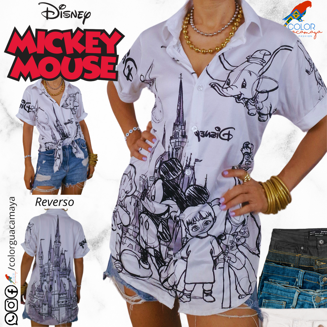 Blusa Mickey a lápiz castillo B/N