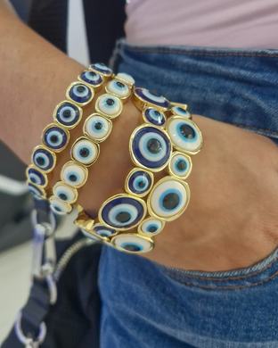 Pulsera elásticas ojo blanco azul