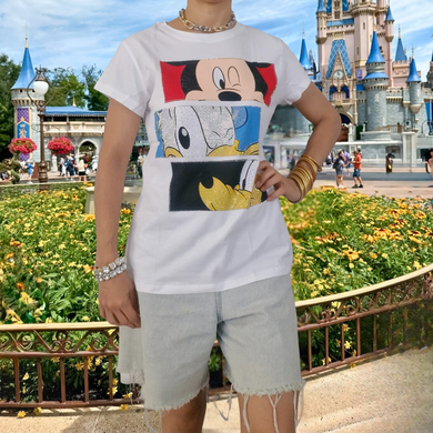 Blusa Mickey Donald Pluto Blanca
