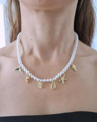 Collar perlitas dijes olas