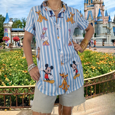 Blusa Disney Rayas celeste