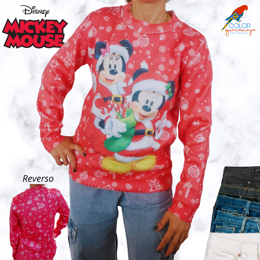 Sudadera Sueter navideño MICKEY Santa Claus rojo