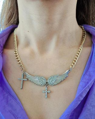 Collar dijes alas y cruz