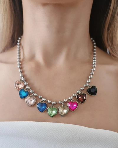 Collar dijes 9 corazones