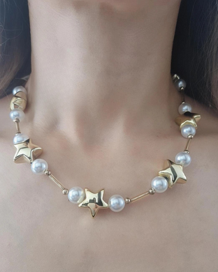 Collar perlas estrella dorada