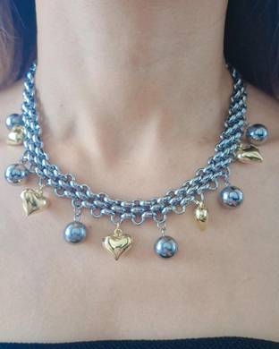 Collar dijes corazones chispas de amor