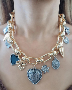 Collar corazones eslabones bitono
