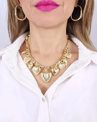 Collar corazones mom