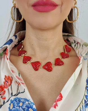 Collar Corazones rojos
