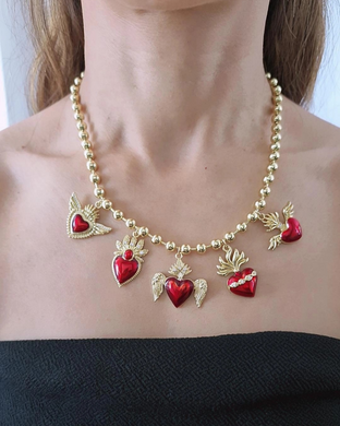 Collar dijes cinco corazones