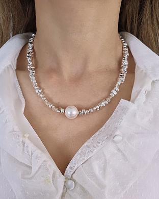 Collar 1 perla en plateado