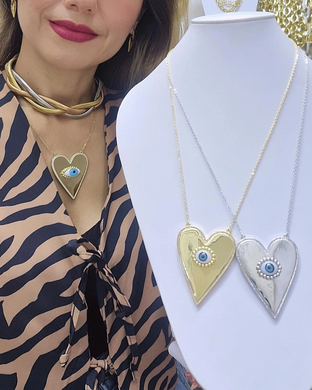 Collar Corazón dorado Ojo azul