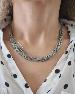 Collar multicadenas plateado