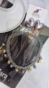 Collar dijes corazones chispas de amor