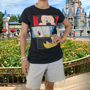 Blusa Mickey Donald Pluto Negra T/Ch