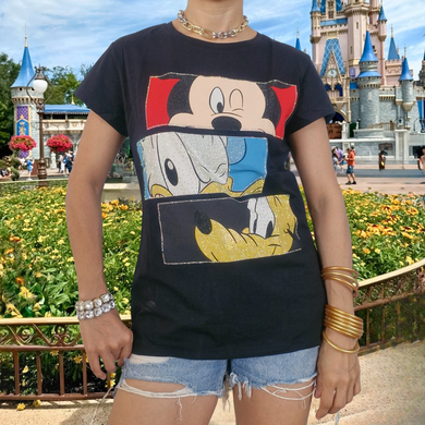 Blusa Mickey Donald Pluto Negra