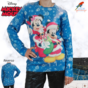 Sudadera Sueter navideño MICKEY Santa Claus Azul