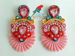 Aretes hechos a mano Maxi Rosa Claro