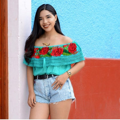 Mexicana Blusa campesina flores