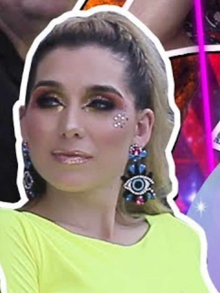 Aretes hechos a mano ojito-amarillo